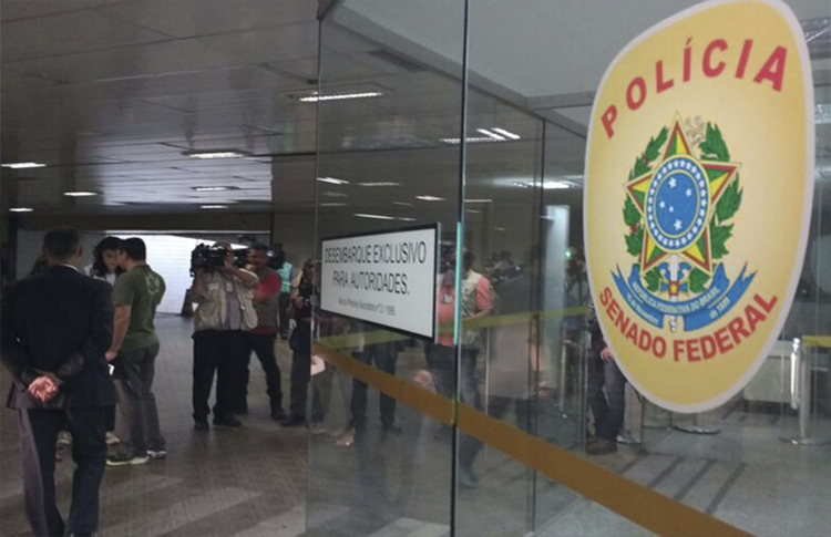 Entrada do espaço onde fica lotada a Polícia Senado, no Congresso Nacional (Foto: Elielton Lopes/G1)